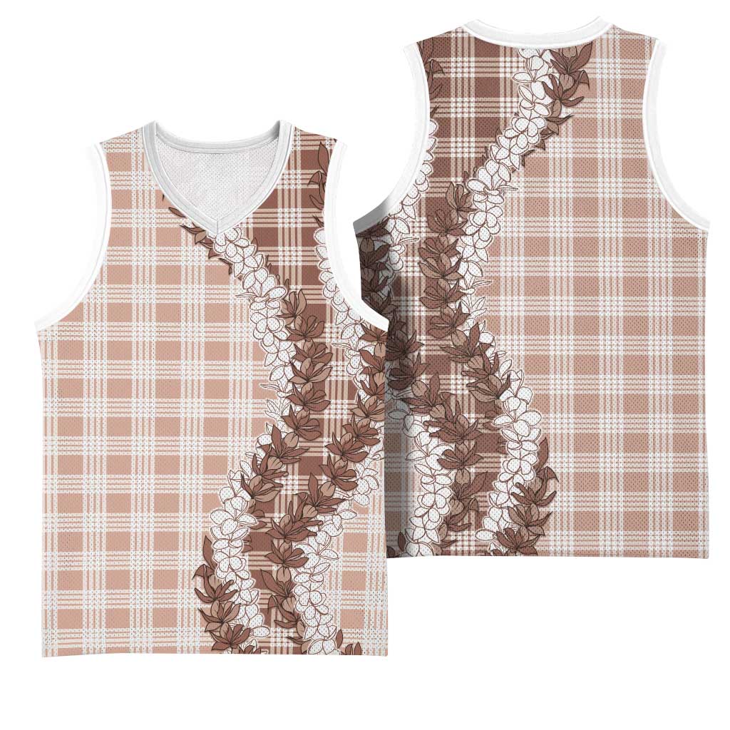 Beige Hawaii Palaka Basketball Jersey Hawaiian Honohono Lei