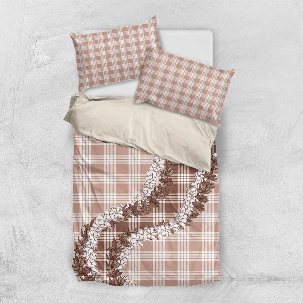 Beige Hawaii Palaka Bedding Set Hawaiian Honohono Lei