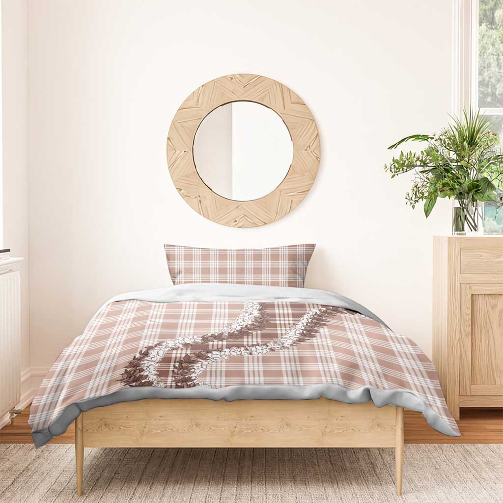 Beige Hawaii Palaka Bedding Set Hawaiian Honohono Lei