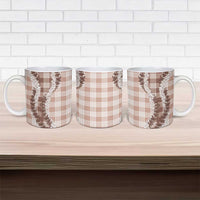 Beige Hawaii Palaka Ceramic Mug Hawaiian Honohono Lei
