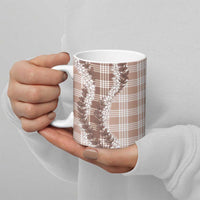 Beige Hawaii Palaka Ceramic Mug Hawaiian Honohono Lei