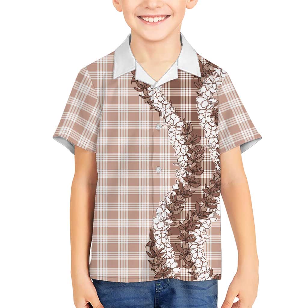 Beige Hawaii Palaka Family Matching Mermaid Dress and Hawaiian Shirt Hawaiian Honohono Lei