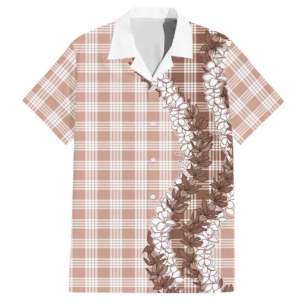 Beige Hawaii Palaka Family Matching Puletasi and Hawaiian Shirt Hawaiian Honohono Lei