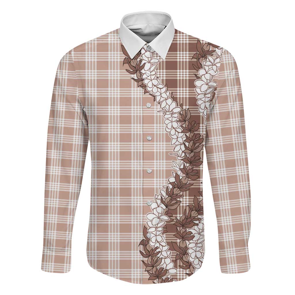 Beige Hawaii Palaka Family Matching Summer Maxi Dress and Hawaiian Shirt Hawaiian Honohono Lei