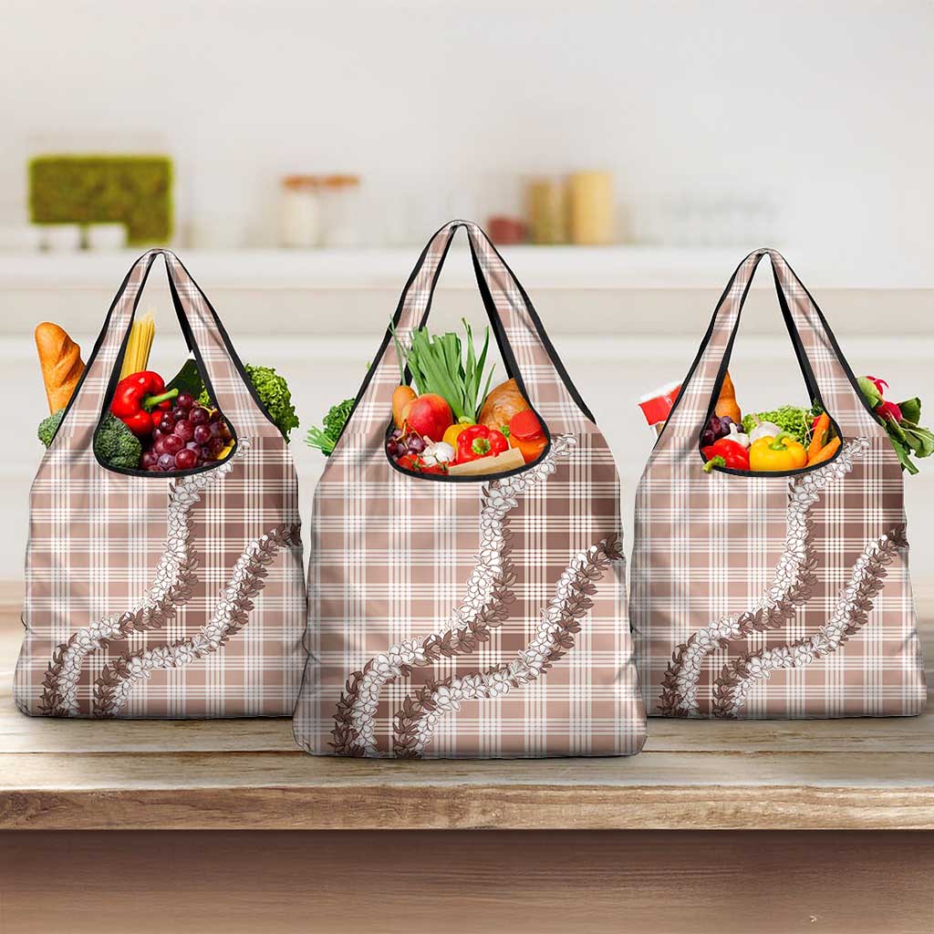 Beige Hawaii Palaka Grocery Bag Hawaiian Honohono Lei LT05 3-pack One Size Beige - Polynesian Pride