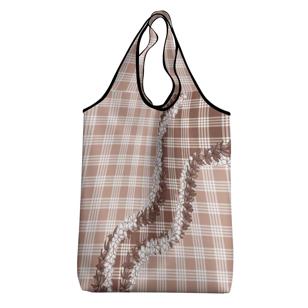 Beige Hawaii Palaka Grocery Bag Hawaiian Honohono Lei LT05 - Polynesian Pride