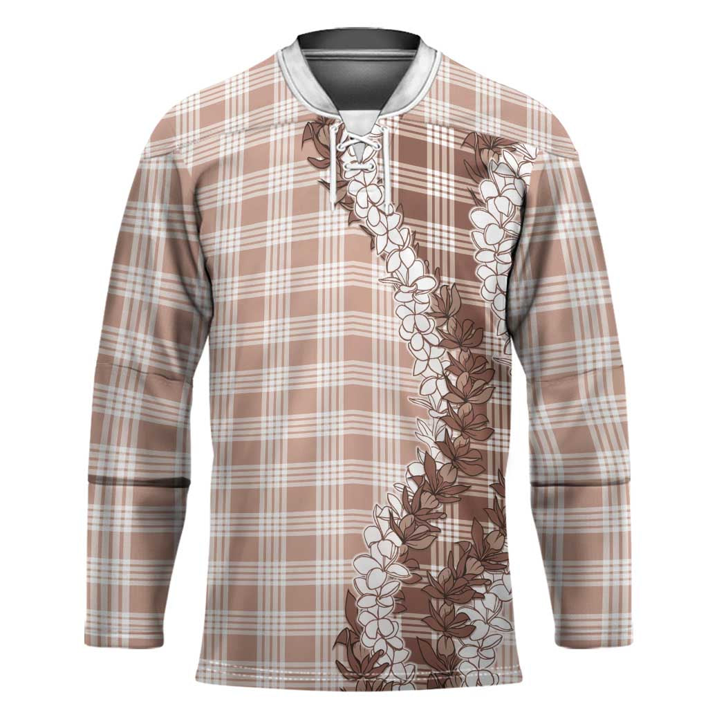 Beige Hawaii Palaka Hockey Jersey Hawaiian Honohono Lei