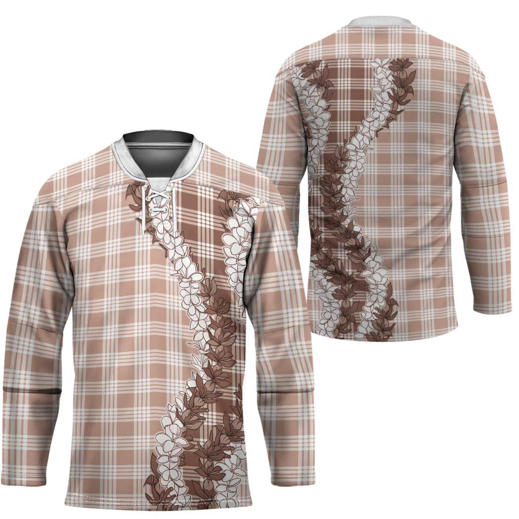 Beige Hawaii Palaka Hockey Jersey Hawaiian Honohono Lei