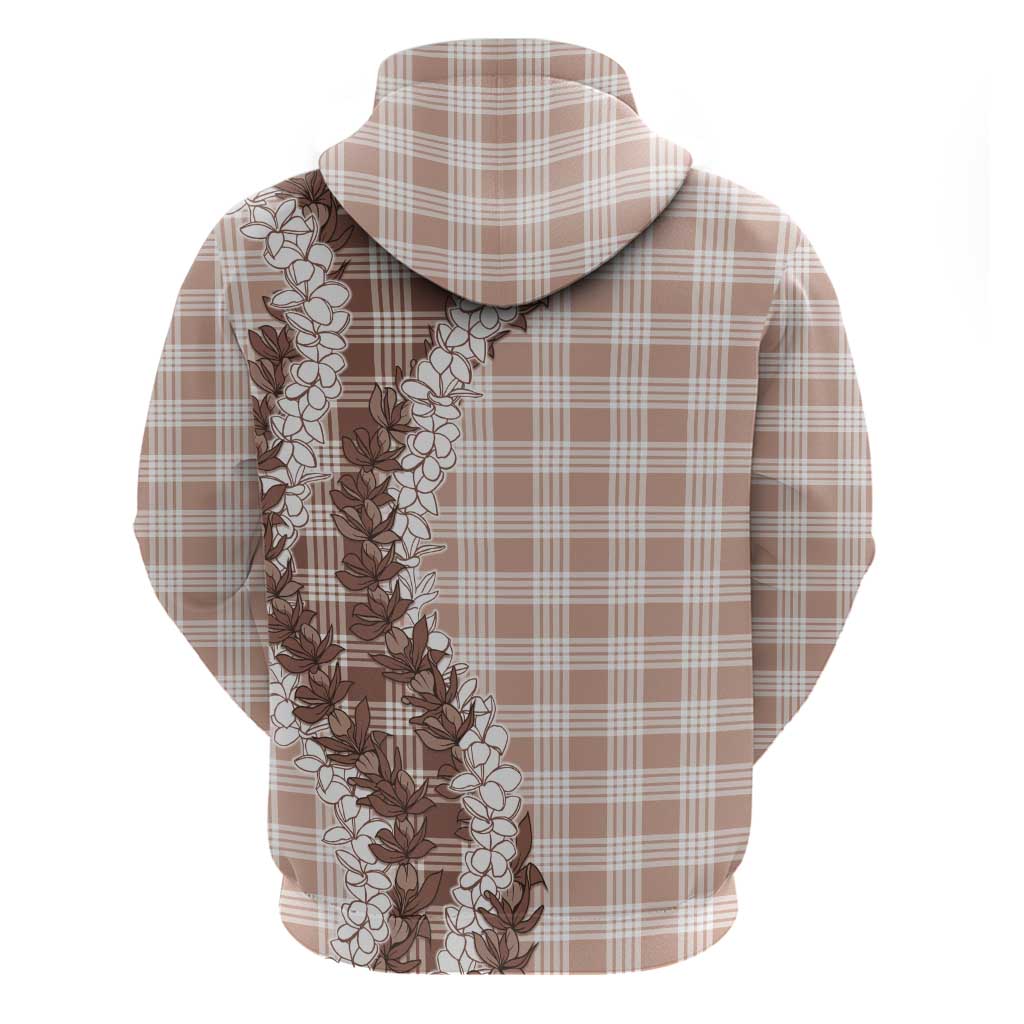 Beige Hawaii Palaka Hoodie Hawaiian Honohono Lei