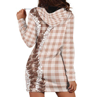 Beige Hawaii Palaka Hoodie Dress Hawaiian Honohono Lei