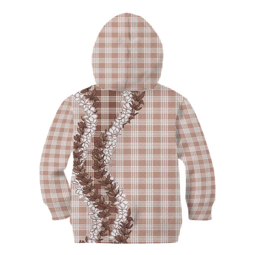Beige Hawaii Palaka Kid Hoodie Hawaiian Honohono Lei