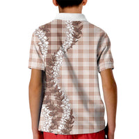 Beige Hawaii Palaka Kid Polo Shirt Hawaiian Honohono Lei