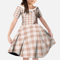 Beige Hawaii Palaka Kid Short Sleeve Dress Hawaiian Honohono Lei