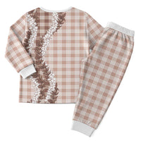 Beige Hawaii Palaka Pajama Set Hawaiian Honohono Lei