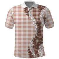 Beige Hawaii Palaka Polo Shirt Hawaiian Honohono Lei