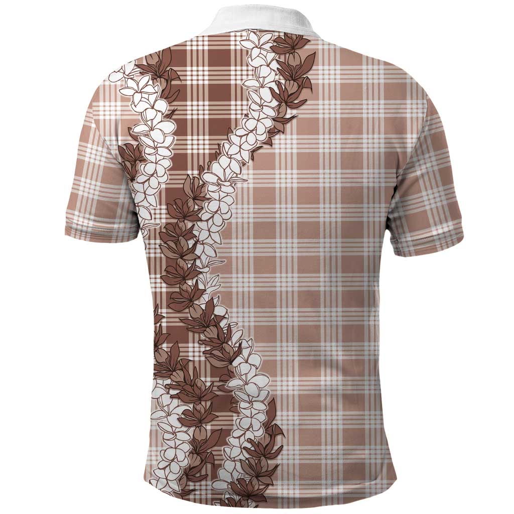 Beige Hawaii Palaka Polo Shirt Hawaiian Honohono Lei
