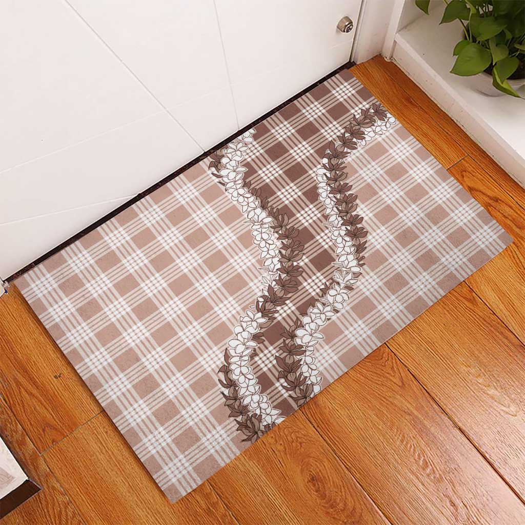 Beige Hawaii Palaka Rubber Doormat Hawaiian Honohono Lei LT05 - Polynesian Pride