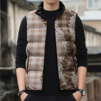 Beige Hawaii Palaka Sleeveless Puffer Jacket Hawaiian Honohono Lei LT05 - Polynesian Pride