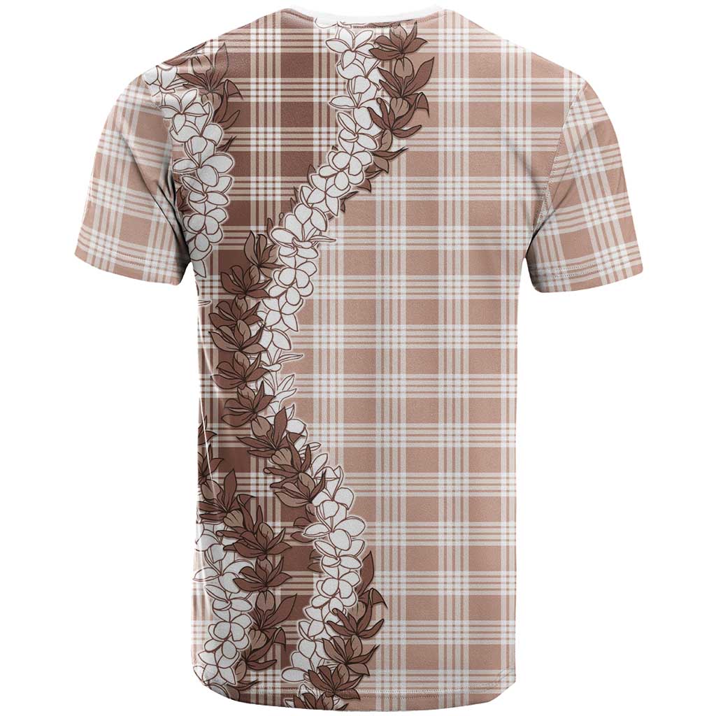 Beige Hawaii Palaka T Shirt Hawaiian Honohono Lei