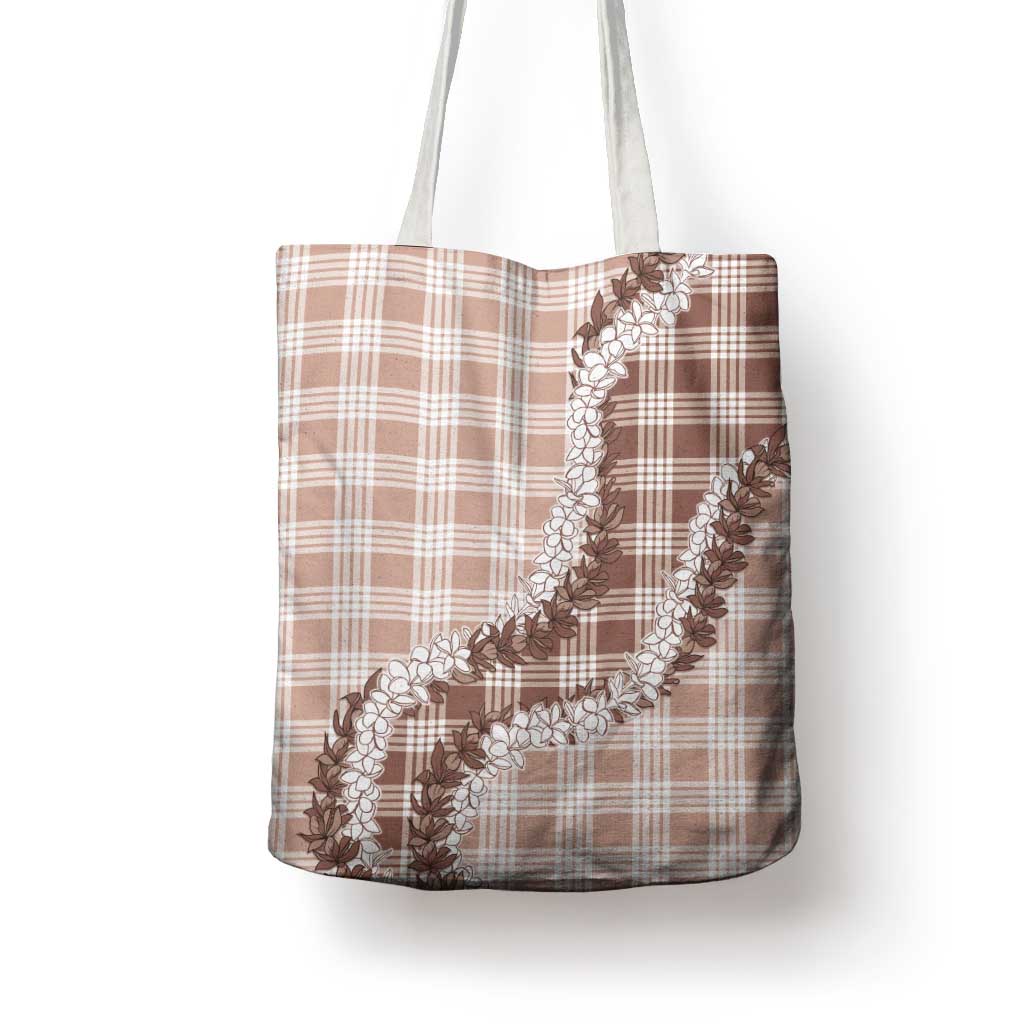 Beige Hawaii Palaka Tote Bag Hawaiian Honohono Lei