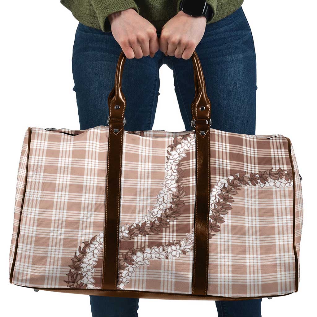 Beige Hawaii Palaka Travel Bag Hawaiian Honohono Lei