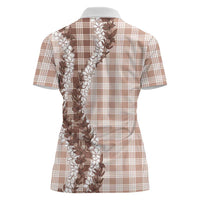 Beige Hawaii Palaka Women Polo Shirt Hawaiian Honohono Lei