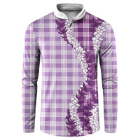 Violet Hawaii Palaka Button Sweatshirt Hawaiian Honohono Lei