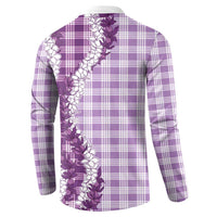 Violet Hawaii Palaka Button Sweatshirt Hawaiian Honohono Lei