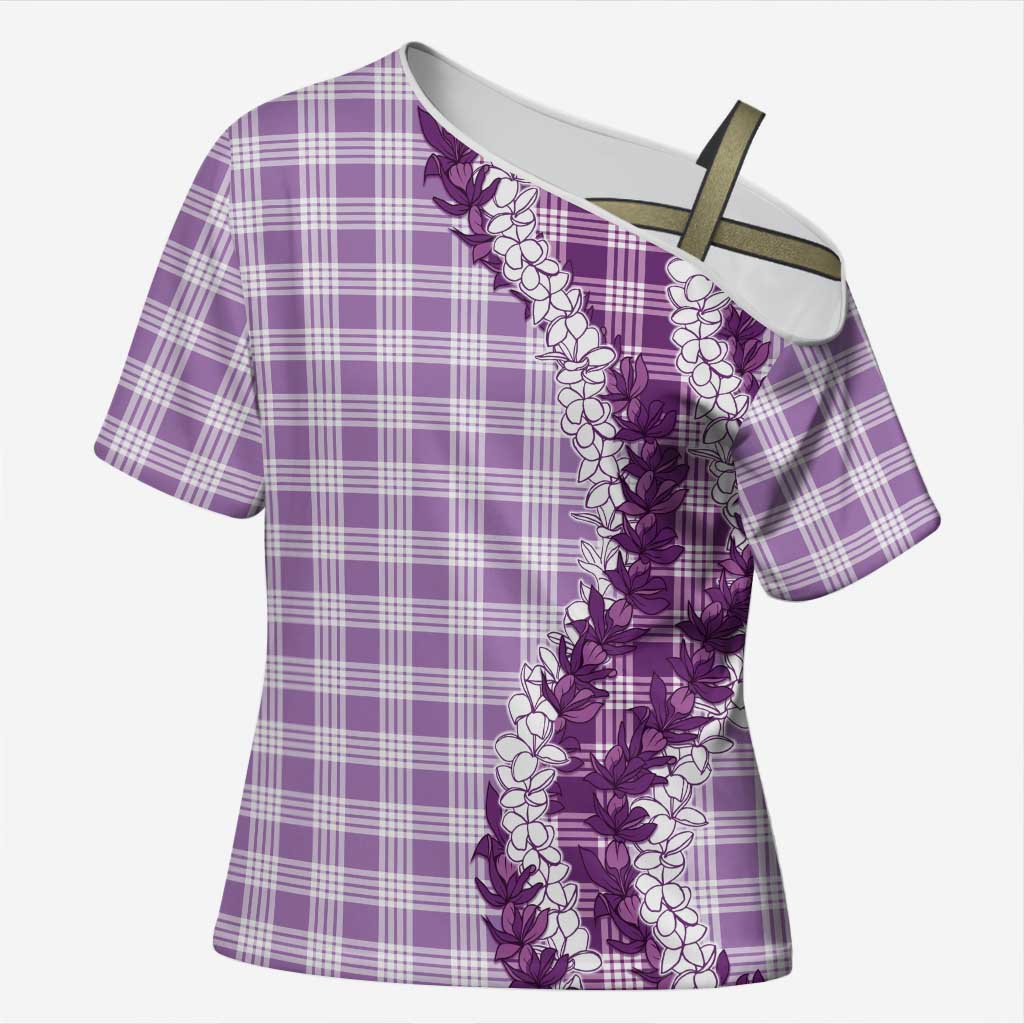 Violet Hawaii Palaka Cross Shoulder Shirt Hawaiian Honohono Lei