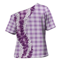 Violet Hawaii Palaka Cross Shoulder Shirt Hawaiian Honohono Lei