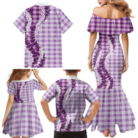 Violet Hawaii Palaka Family Matching Mermaid Dress and Hawaiian Shirt Hawaiian Honohono Lei