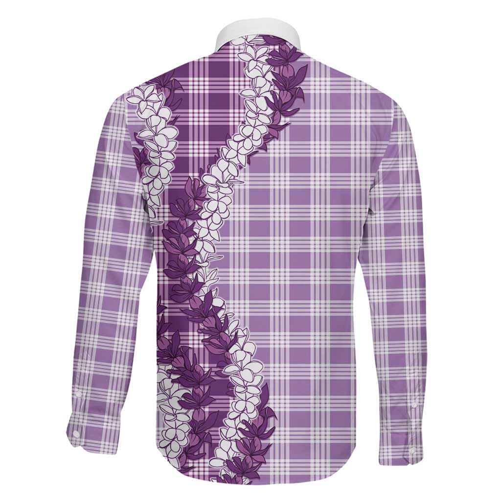 Violet Hawaii Palaka Family Matching Off The Shoulder Long Sleeve Dress and Hawaiian Shirt Hawaiian Honohono Lei