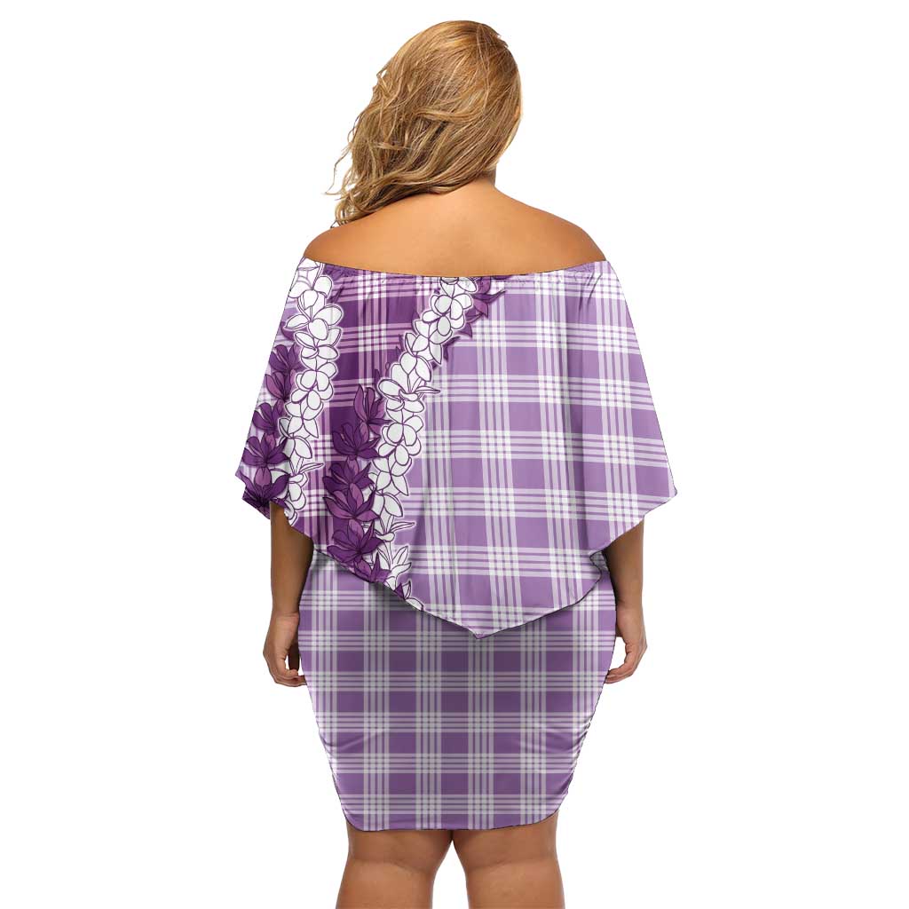 Violet Hawaii Palaka Family Matching Off Shoulder Short Dress and Hawaiian Shirt Hawaiian Honohono Lei