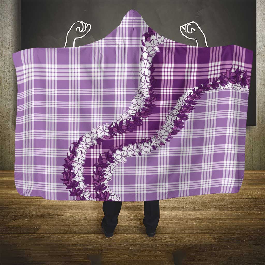 Violet Hawaii Palaka Hooded Blanket Hawaiian Honohono Lei LT05 - Polynesian Pride