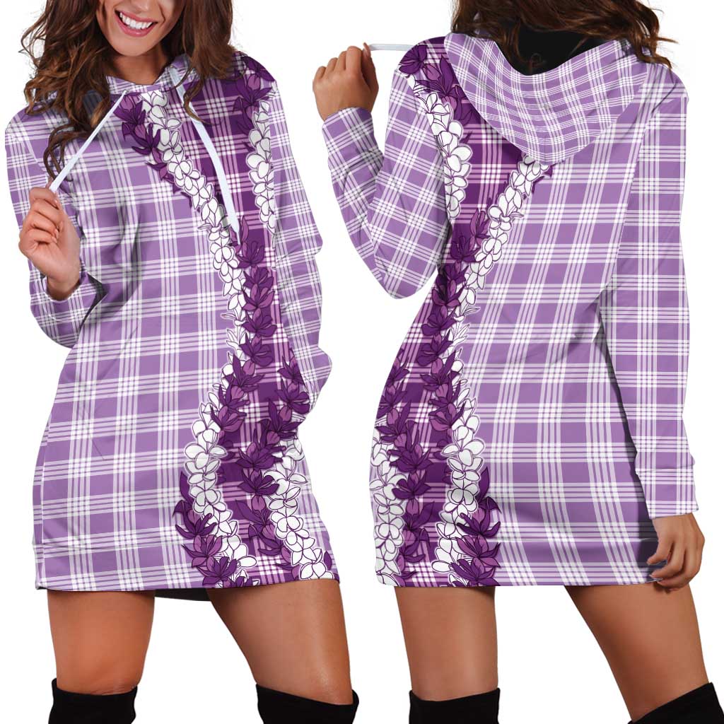 Violet Hawaii Palaka Hoodie Dress Hawaiian Honohono Lei