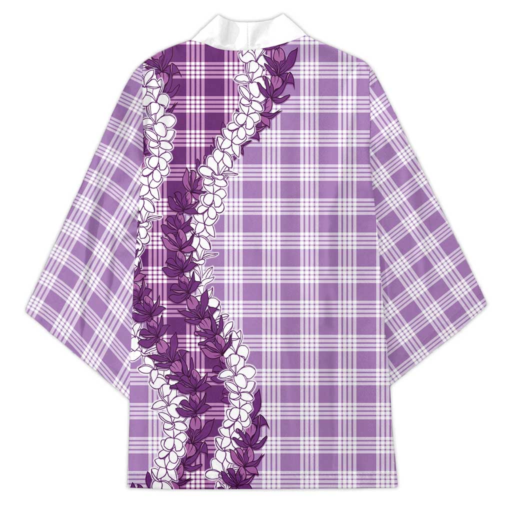 Violet Hawaii Palaka Kimono Hawaiian Honohono Lei