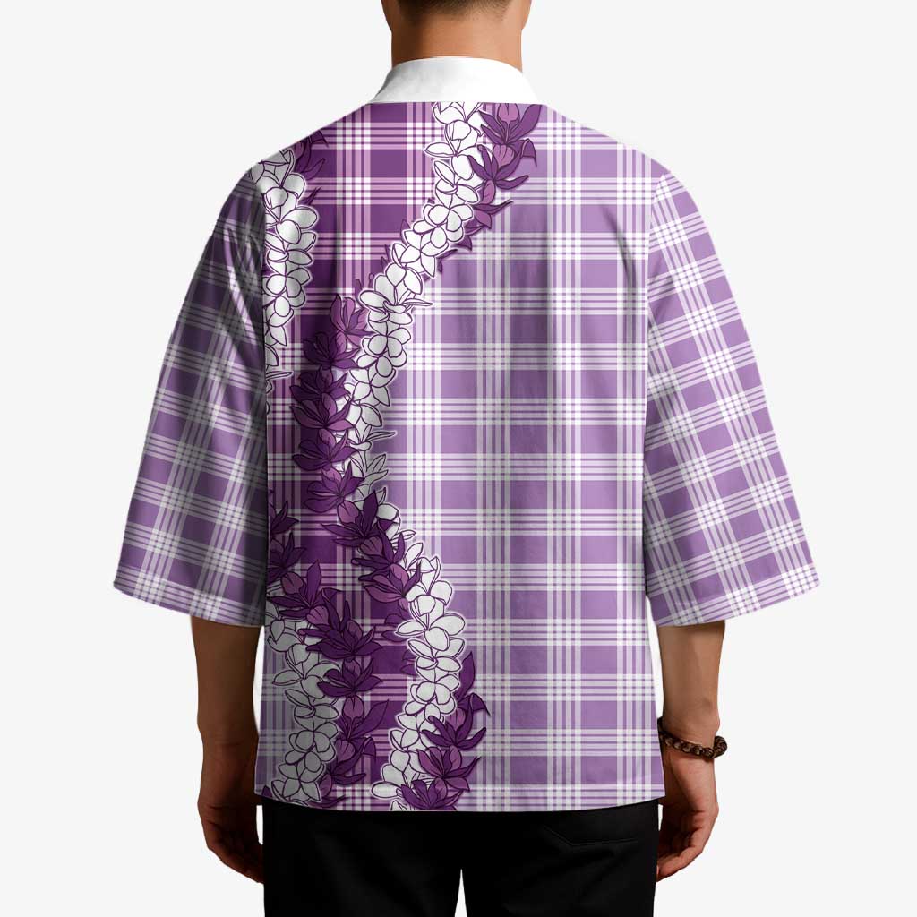 Violet Hawaii Palaka Kimono Hawaiian Honohono Lei