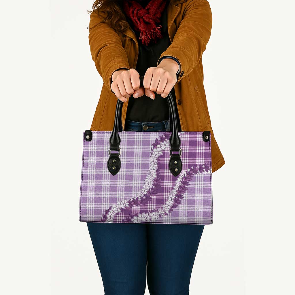 Violet Hawaii Palaka Leather Bag Hawaiian Honohono Lei