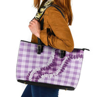 Violet Hawaii Palaka Leather Tote Bag Hawaiian Honohono Lei LT05 Violet - Polynesian Pride