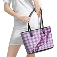 Violet Hawaii Palaka Leather Tote Bag Hawaiian Honohono Lei LT05 - Polynesian Pride