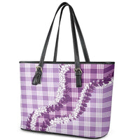 Violet Hawaii Palaka Leather Tote Bag Hawaiian Honohono Lei LT05 - Polynesian Pride