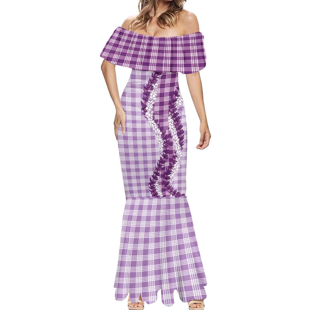 Violet Hawaii Palaka Mermaid Dress Hawaiian Honohono Lei