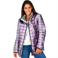Violet Hawaii Palaka Padded Jacket Hawaiian Honohono Lei