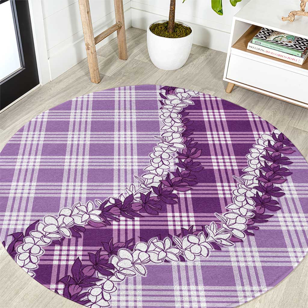 Violet Hawaii Palaka Round Carpet Hawaiian Honohono Lei