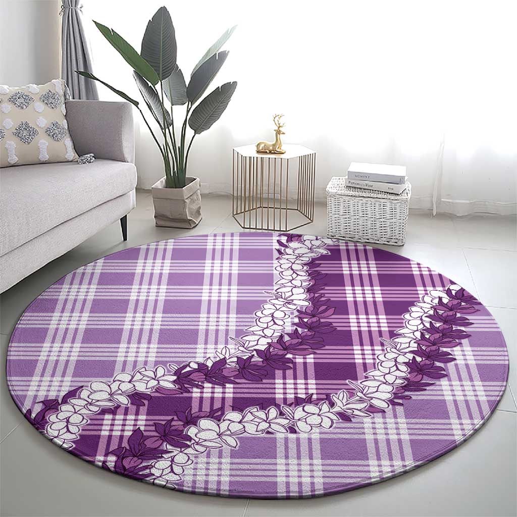 Violet Hawaii Palaka Round Carpet Hawaiian Honohono Lei