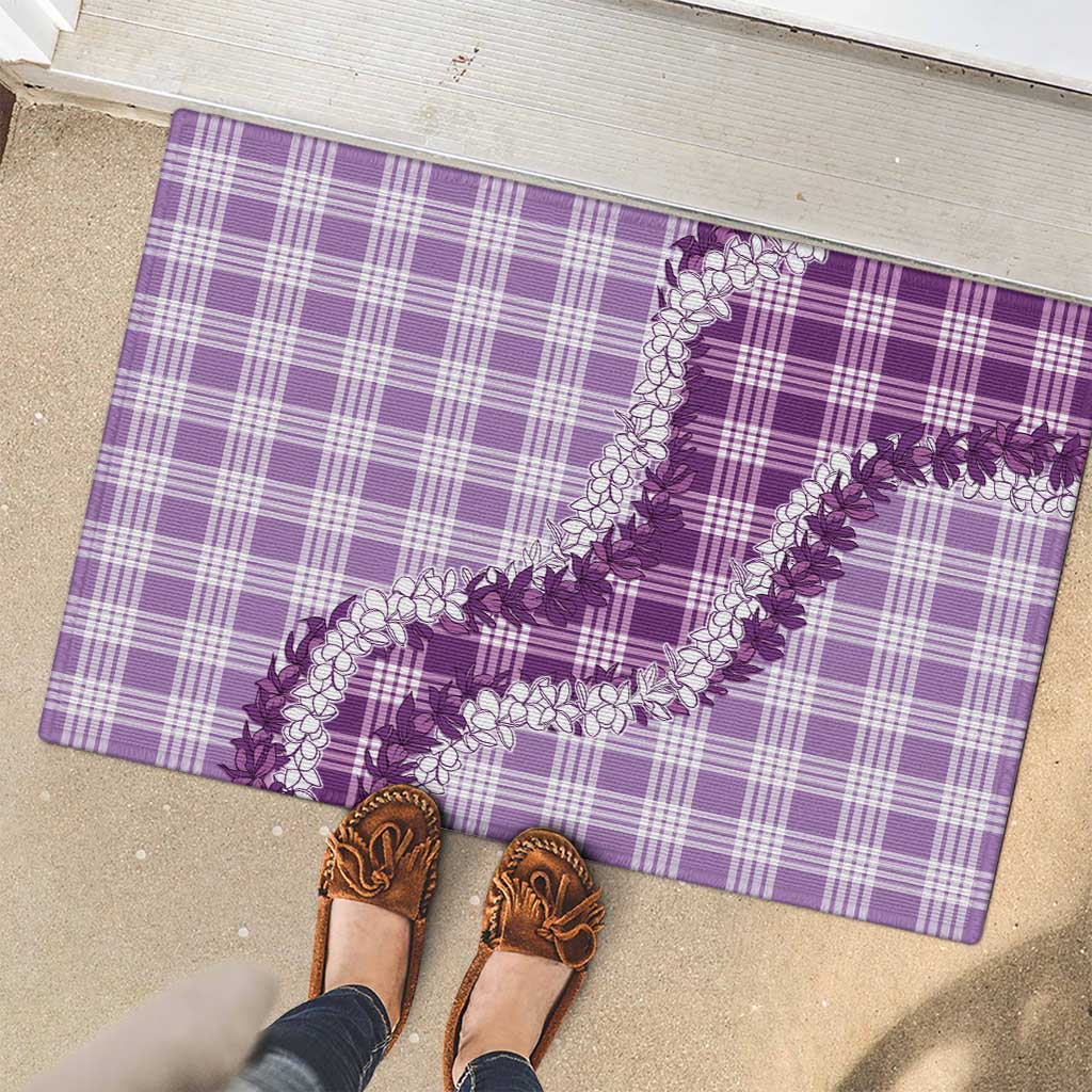 Violet Hawaii Palaka Rubber Doormat Hawaiian Honohono Lei