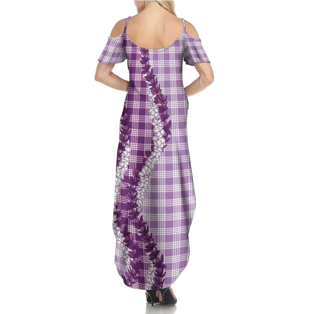 Violet Hawaii Palaka Summer Maxi Dress Hawaiian Honohono Lei