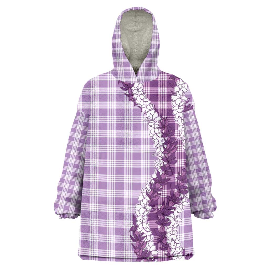 Violet Hawaii Palaka Wearable Blanket Hoodie Hawaiian Honohono Lei