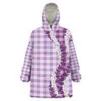 Violet Hawaii Palaka Wearable Blanket Hoodie Hawaiian Honohono Lei