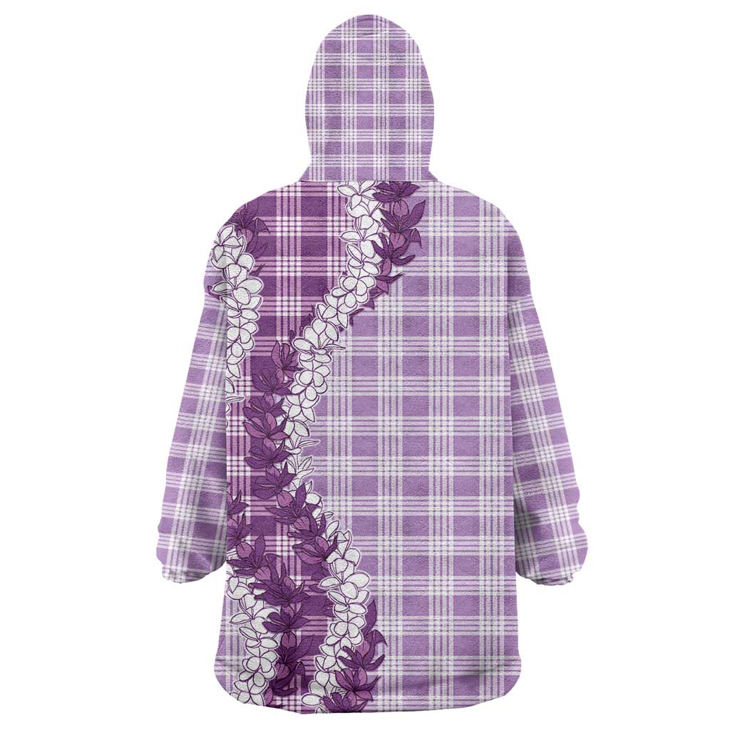 Violet Hawaii Palaka Wearable Blanket Hoodie Hawaiian Honohono Lei